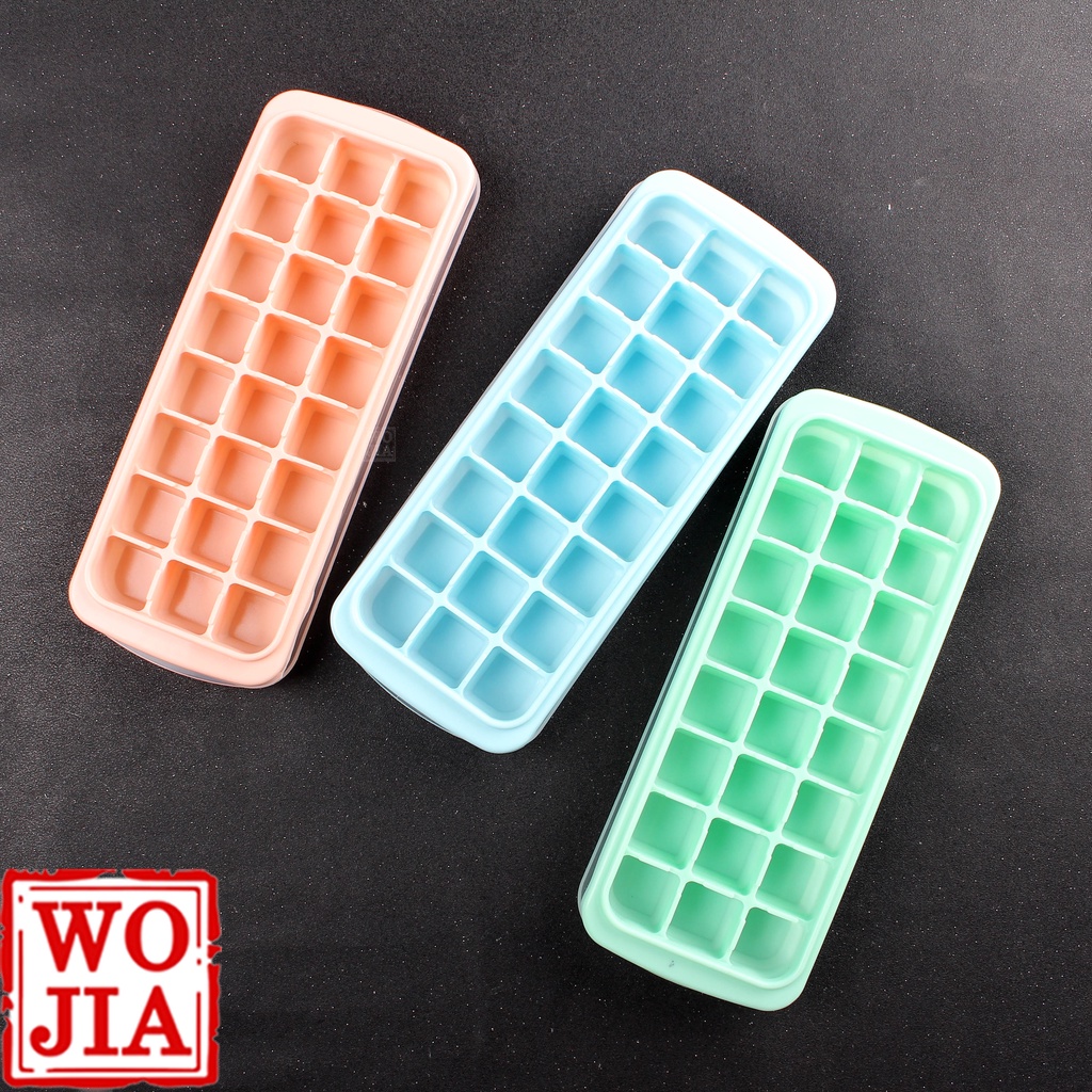 Cetakan Es Batu Silikon 3x8 24 Kotak Lentur Tutup Ice Cube Tray Lid