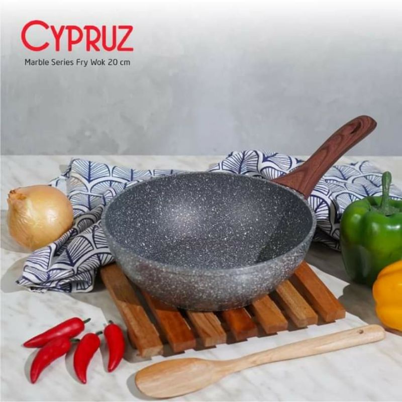 cypruz marble wajan penggorengan anti lengket /cypruz fry wok