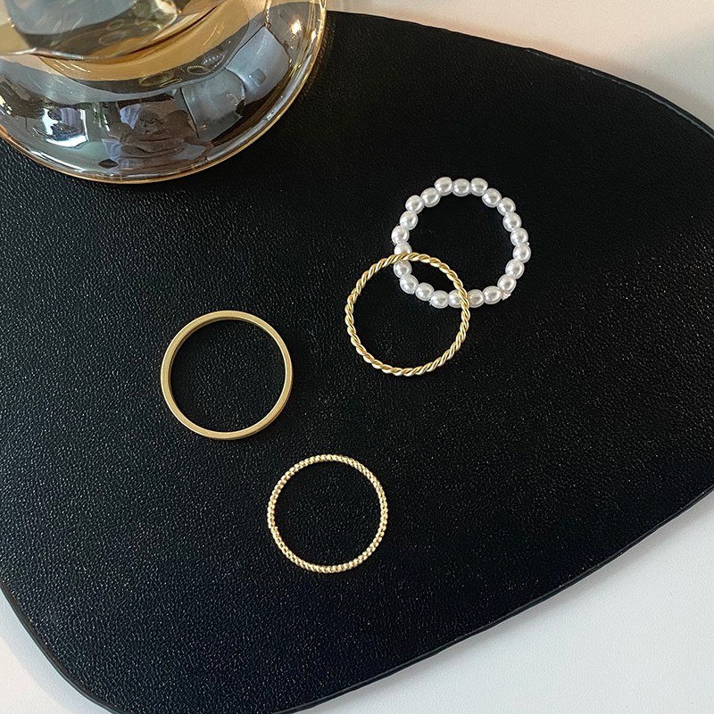 Four-piece Pearl Ring Accessories Simple Korean Retro