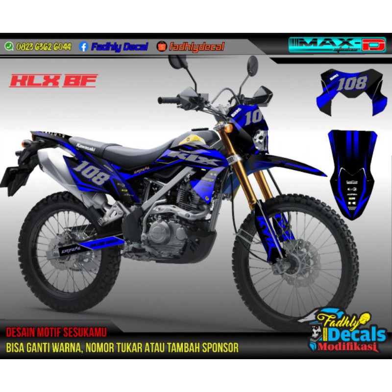 decal klx bf biru hitam keren sticker fullbody