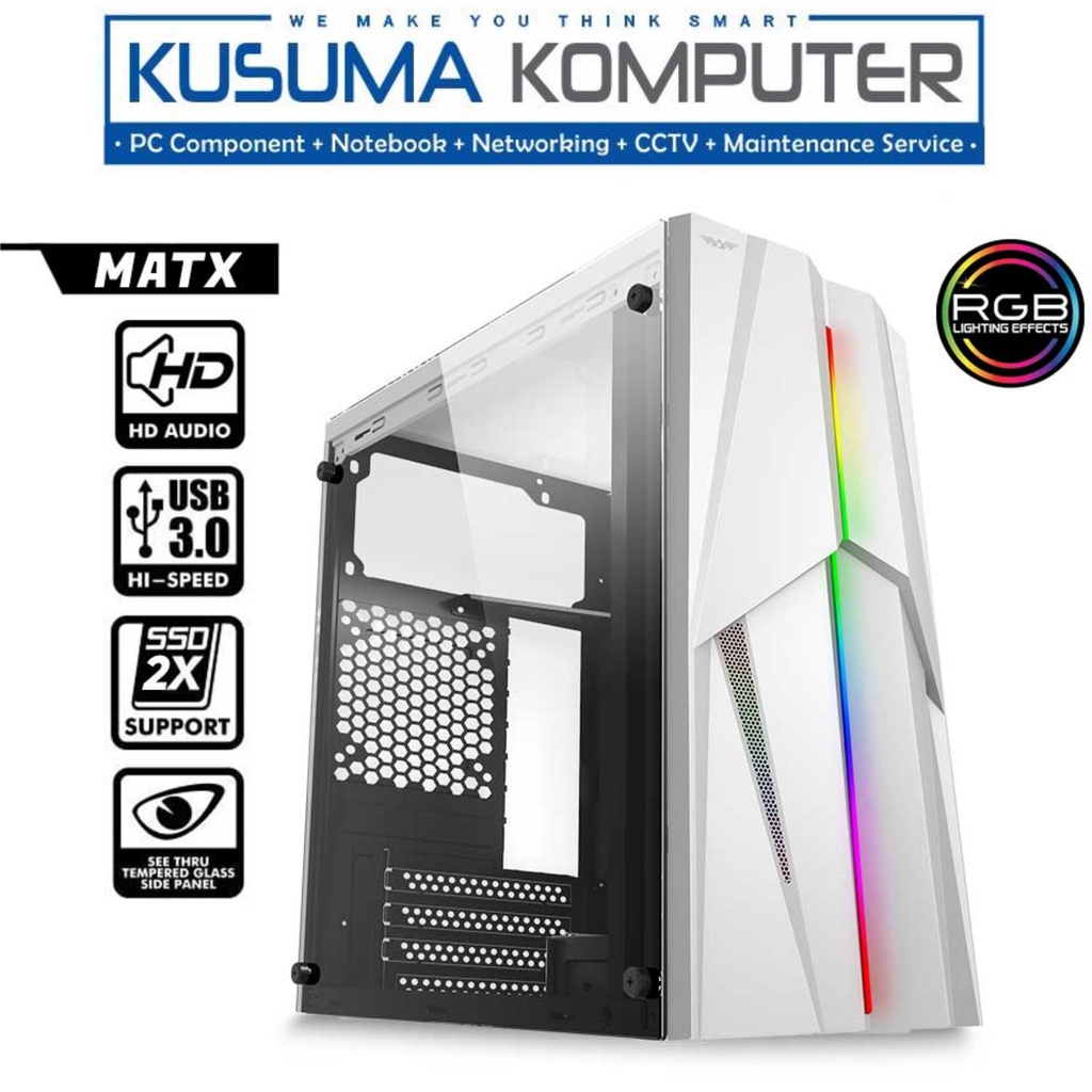 Armaggeddon TRON 1X White RGB Micro ATX Casing PC