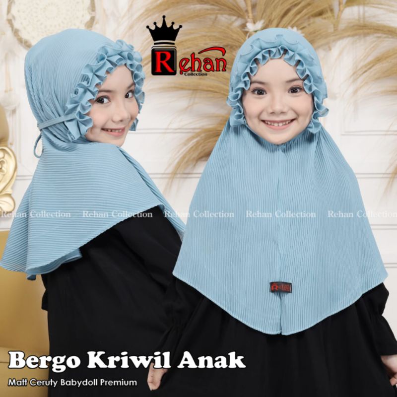 BERGO ANAK KRIWIL / BERGO PLISKET / BERGO ANAK / JILBAB ANAK / BERGO PLISKET ANAK / BERGO TALI / KERUDUNG ANAK