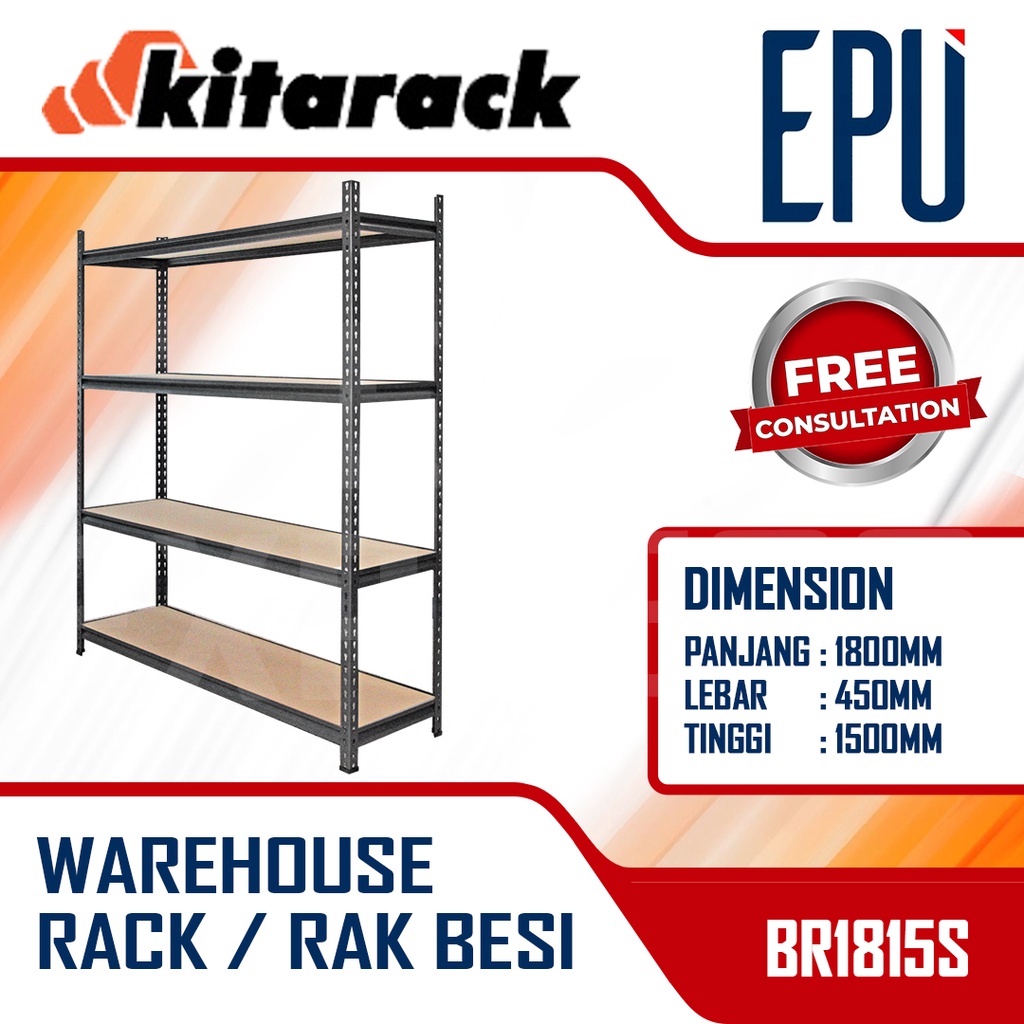 Kitarack BR1815S - Warehouse Rack Rak Besi Boltless Rak Gudang Lemari