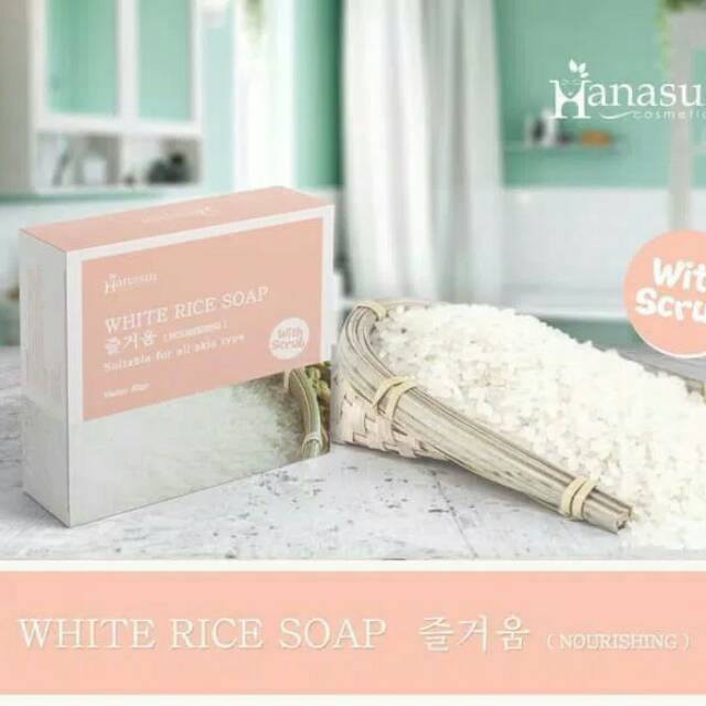 HANASUI WHITE RICE SOAP WITH SCRUB - SABUN BERAS PUTIH BPOM