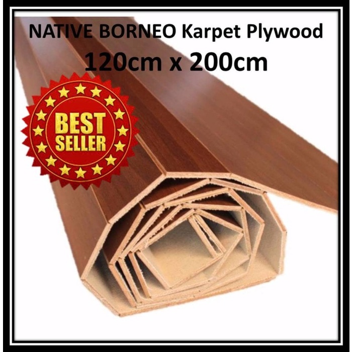Tikar - Karpet Plywood/Plywood Carpet, Tikar Kayu (Coklat Tua) 120Cm X 200Cm