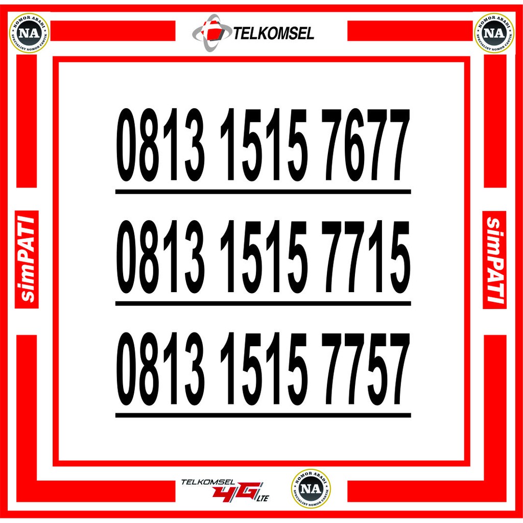 NOMOR CANTIK SIMPATI 4G 0813 1515 XXXX H150
