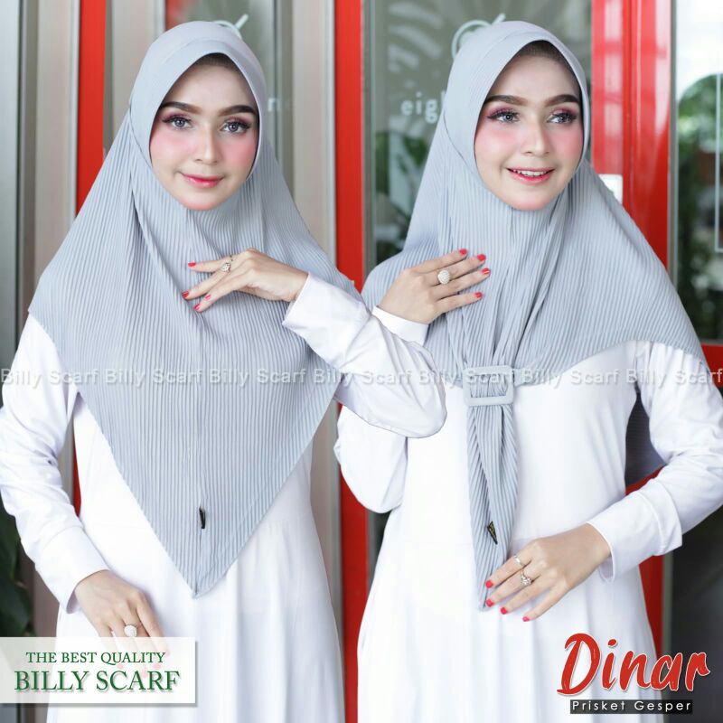 Jilbab Bergo Pad Simpel Plisket Gesper Dinar Ori Billy Scraf-Lightgrey