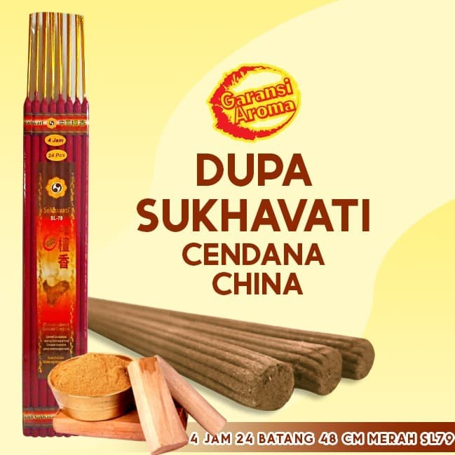 Dupa/Hio Wangi Sukhavati Cendana China 4 jam 24 batang 48 cm merah