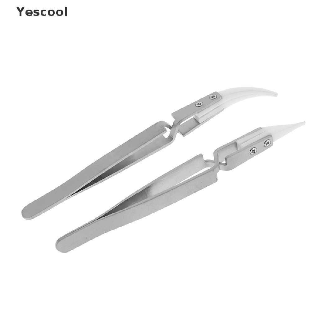 Yescool Anti-static reverse ceramic tweezers heat resistant conductive tweezers .
