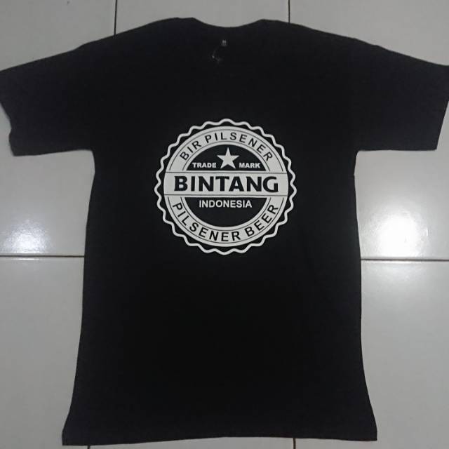 KAOS BIR BINTANG INDONESIA BIR PILSENER HITAM LENGAN PENDEK TSHIRT BAJU BIR BINTANG PILSENER BEER