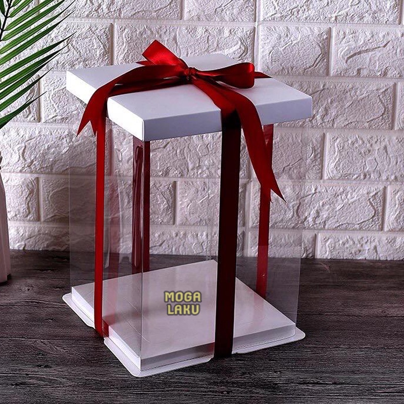 

32x32 cm Kotak Kue Mika Transparan Tinggi dus Cake Box Transparan Gift box