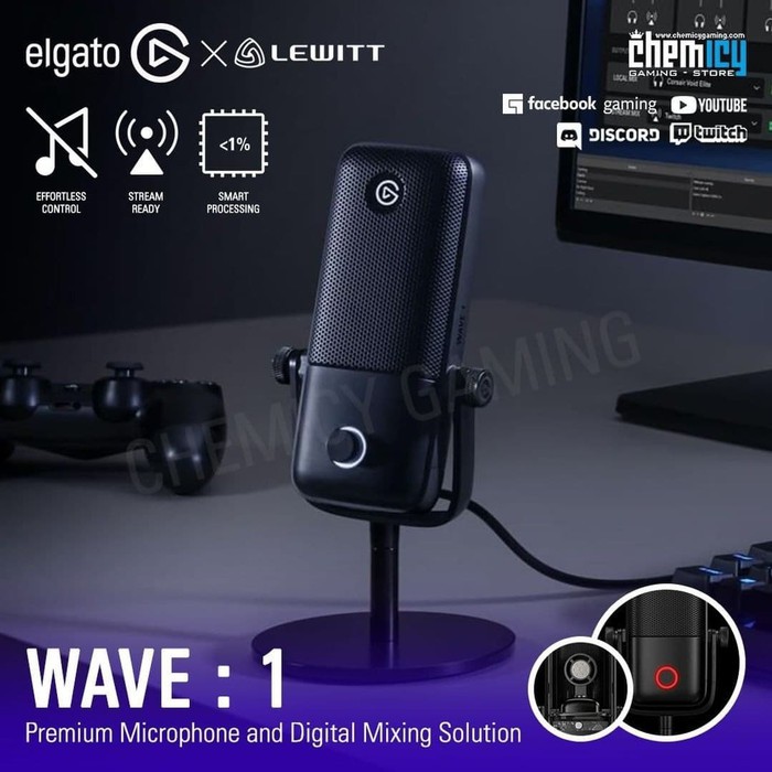 Elgato Wave:1 Premium USB Condenser Microphone Digital Mixing Solution