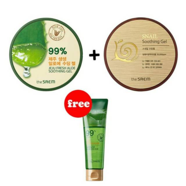 THE SAEM Paket Jeju Aloe Soothing Gel 300ML + Snail Soothing Gel