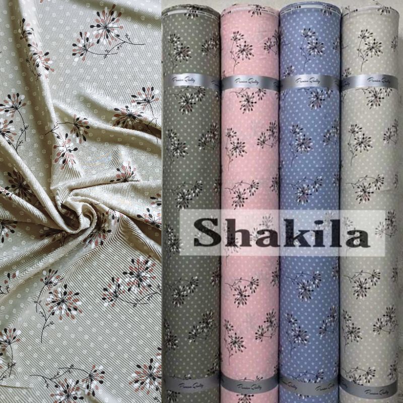 Kain Shakila Motif Bunga Salju dan Kenanga harga setengah meter