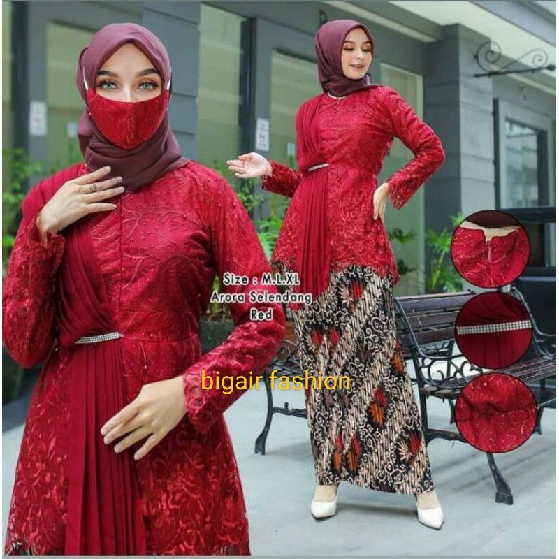KEBAYA AURORA SELENDANG MODERN   SETELAN KEBAYA MODERN   SETELAN KEBAYA PESTA KEBAYA WISUDA AURORA SELENDANG BUSUI BY BA