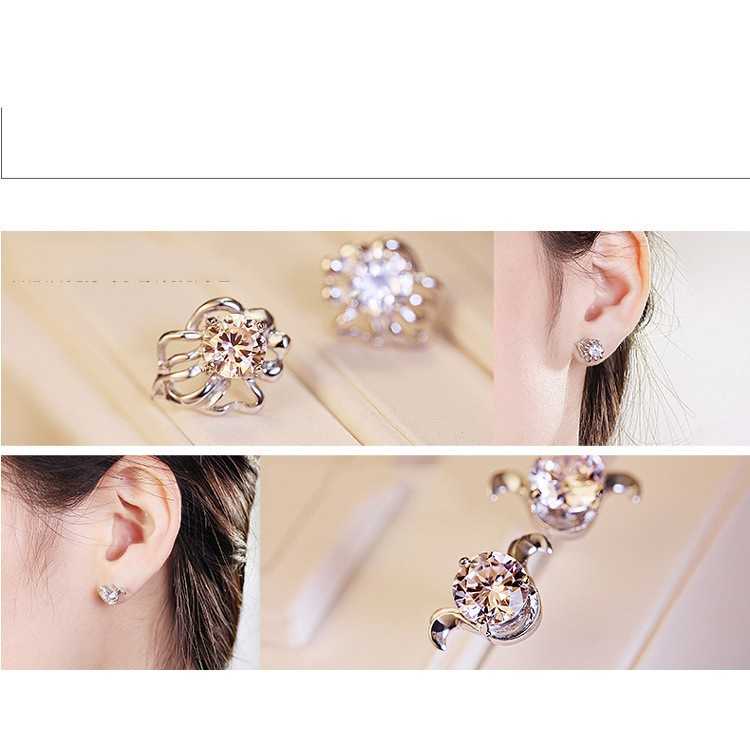 925 Perak Lucu Anting-Anting Anting-Anting Perempuan Ganda Belas Rasi Fashion Retro Ornamen