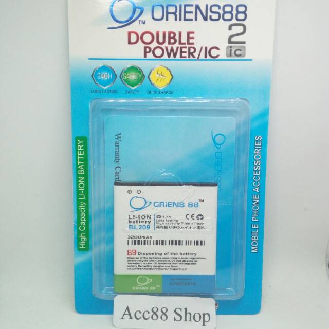 Baterai Batre Battery Double Power IC BL 209 - S516 A706 OR88/Oriens88