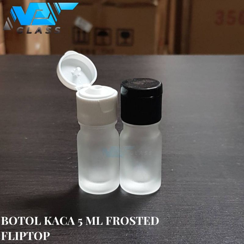 botol kaca 5ml bening frosted tutup fliptop