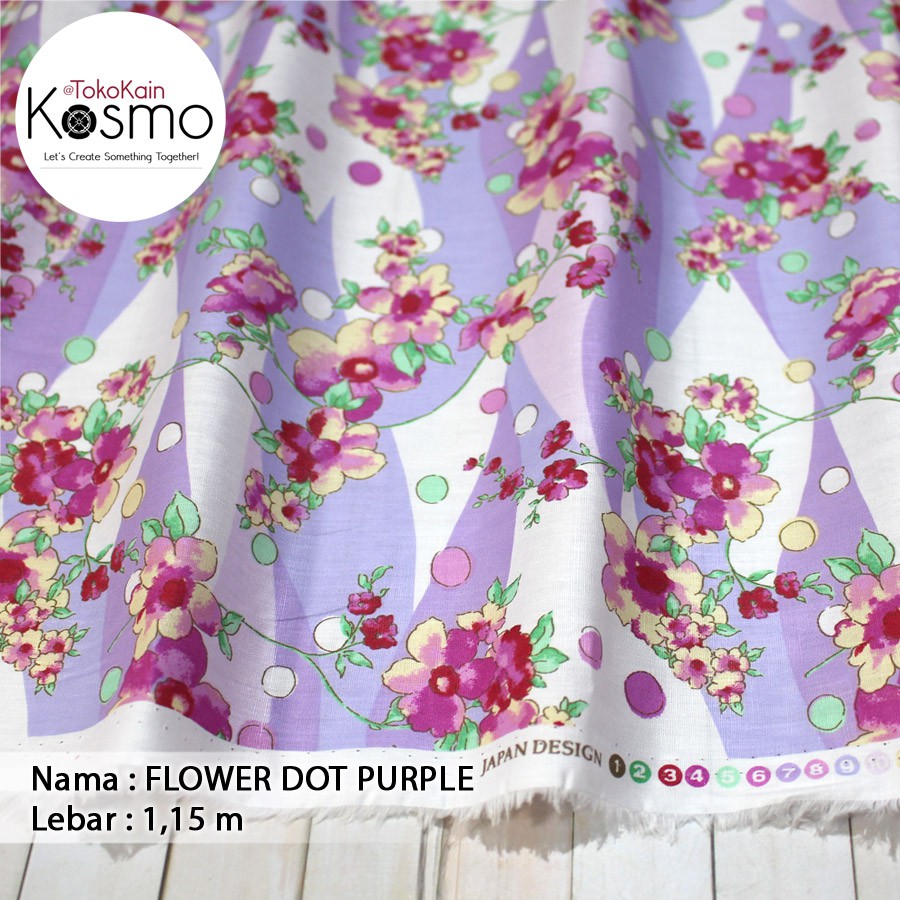 Kain Katun Jepang Japan Design - Flower Dot (Purple)