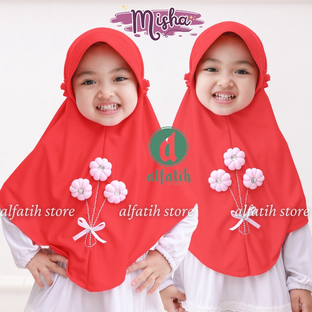 JILBAB ANAK TK - SD MISHA FLOWER / FLOWER / JILBAB ANAK USIA 4-7 TAHUN / PAKAIAN MUSLIMANAK PEREMPUAN / KERUDUNG ANAK TK / HIJAB ANAK TK-SD KHIMAR ANAK