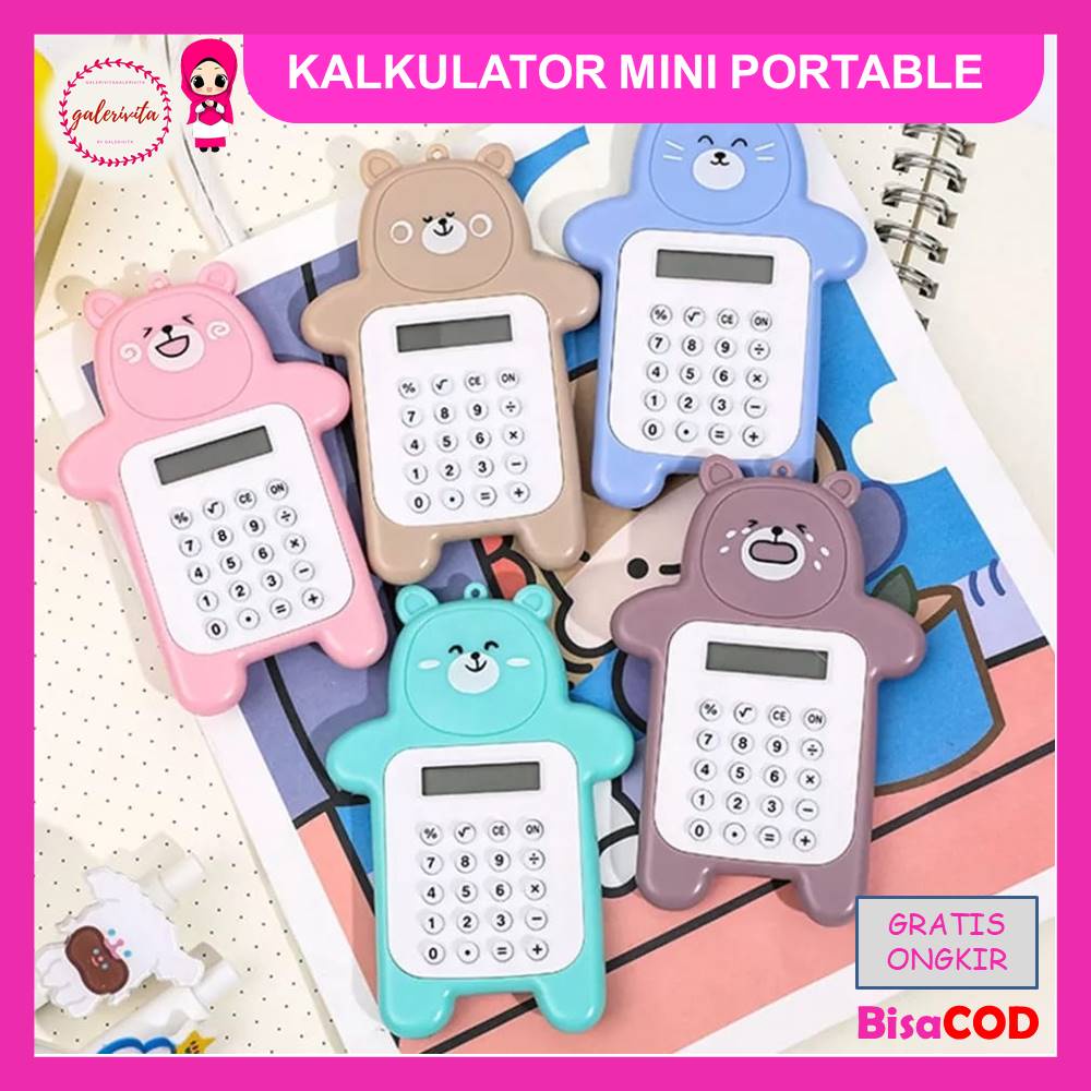 

Kalkulator Delapan Digit Mini Portable / Kalkulator Motif Beruang Tombol Karet