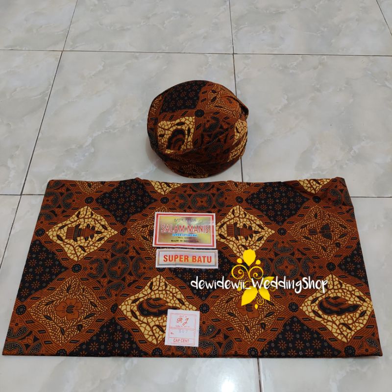 Set Jarik Cewek Cowok + Blangkon, Motif Mukti besar