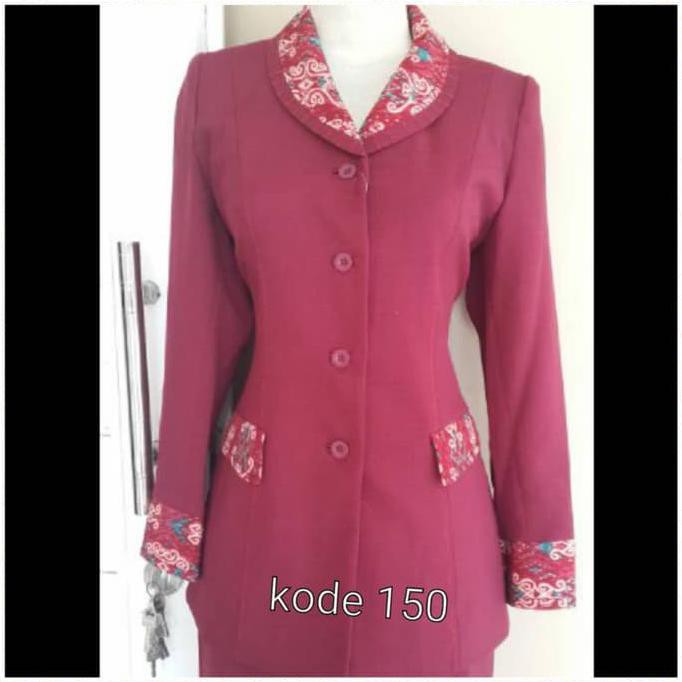 KUALITAS BAGUS BLAZER KERJA MARUN KODE 150 BATIK SET CELANA KEKINIAN