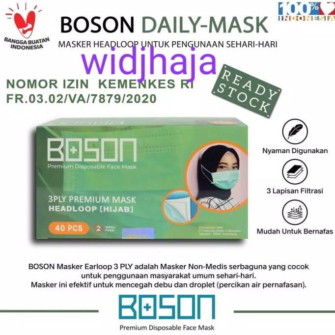Boson Masker Hijab Headloop 3 Ply Isi 40Pcs _Termurah