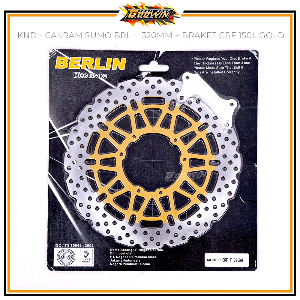 Cakram Depan SUMO DCROSS Piringan Lebar CRF 150 / KLX 150 KLX BIGFOOT BERLIN / DCROSS 300mm 320mm Plus Braket