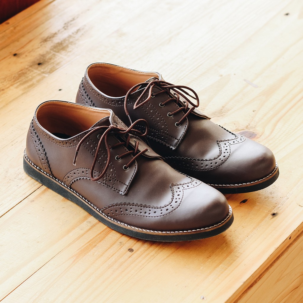 Alpha Brown | Sepatu Vintage Ori Klasik Kulit Pria Cowok Men Wingtip Footwear | FORIND x Lvnatica