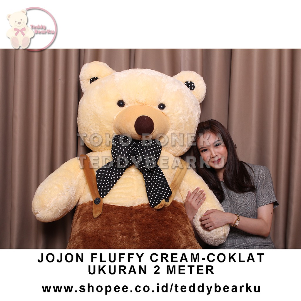 TEDDY BEAR SUPER SUPER JUMBO 2 METER FLUFFY JOJON PREMIUM CREAM - COKLAT