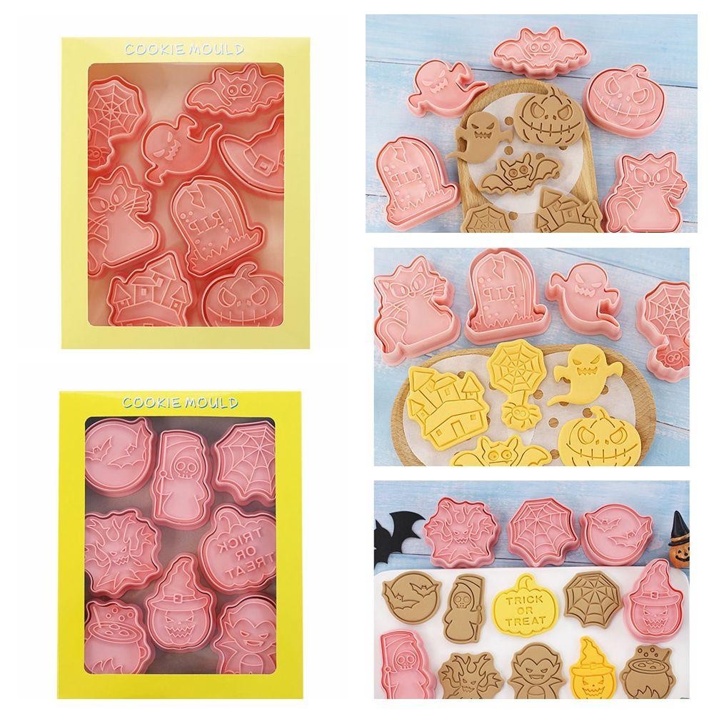 R-FLOWER Cookie Cutters Kitchen Untuk Bayi Anak Labu Hantu Tengkorak Cetakan Kue Halloween Cookie Embos