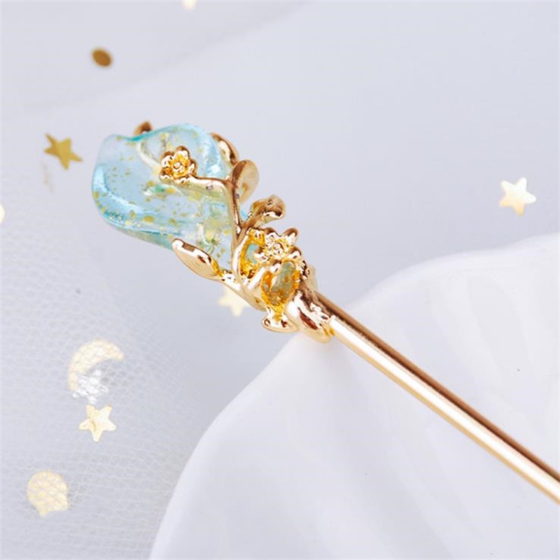 Antique Colored Glaze Inlay Flower Type Metal Hair Stick/ Retro Elegant All-match Hairpin