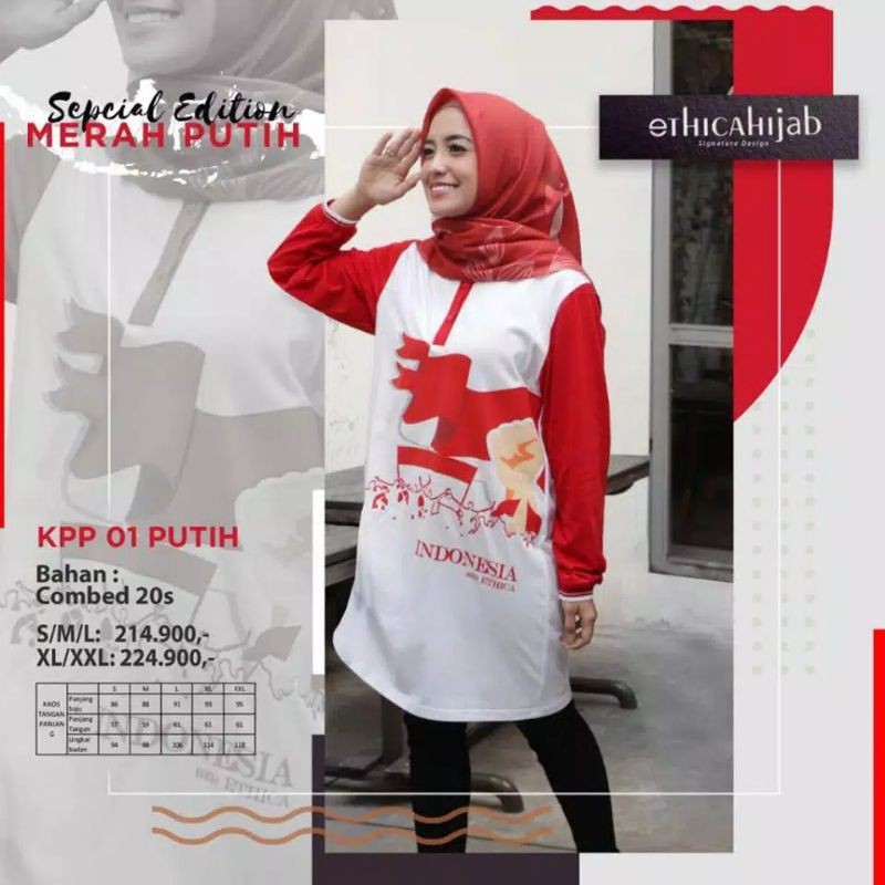 ATASAN MERAH PUTIH BAHAN KAOS PRIA II KPL 01 PUTIH II  ETHICA