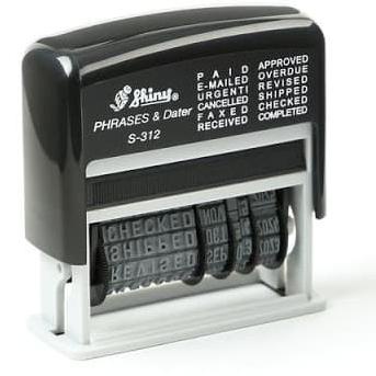 

✵ Stempel Tanggalan Shiny S 312 / S-312 (Self Ink) Phrases & Dater Stamp ☝