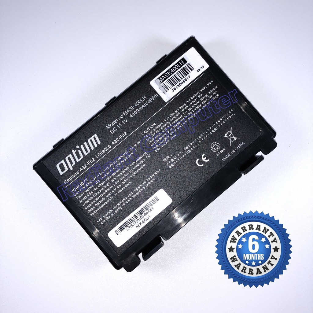 Baterai untuk ASUS K40 K50 K51 K60 K61 series, p/n A32-F82