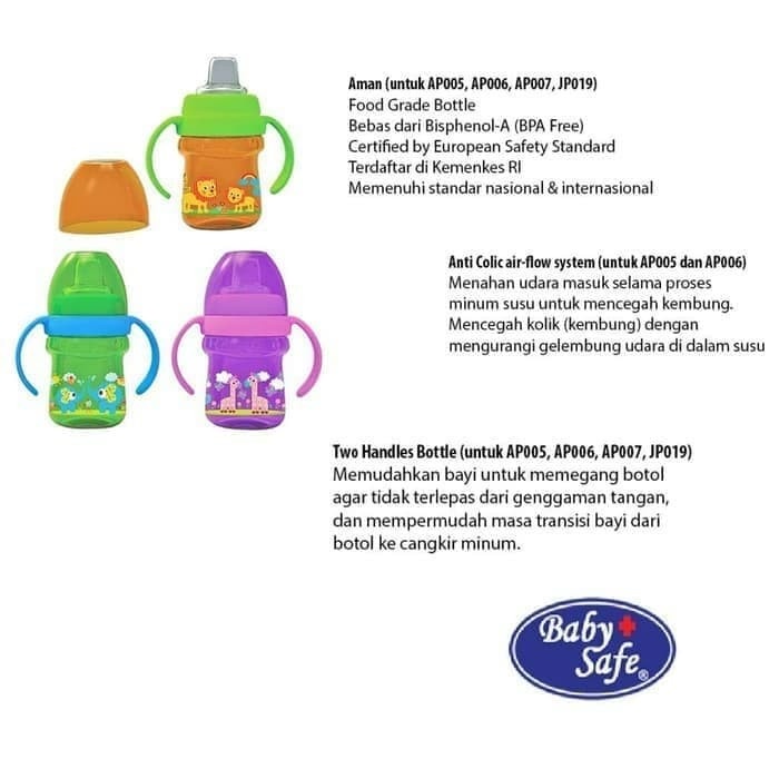 dotsusubotol- baby safe ap005 cup soft spout 125ml botol minum anak bayi - hijau -botol-susu-dot.