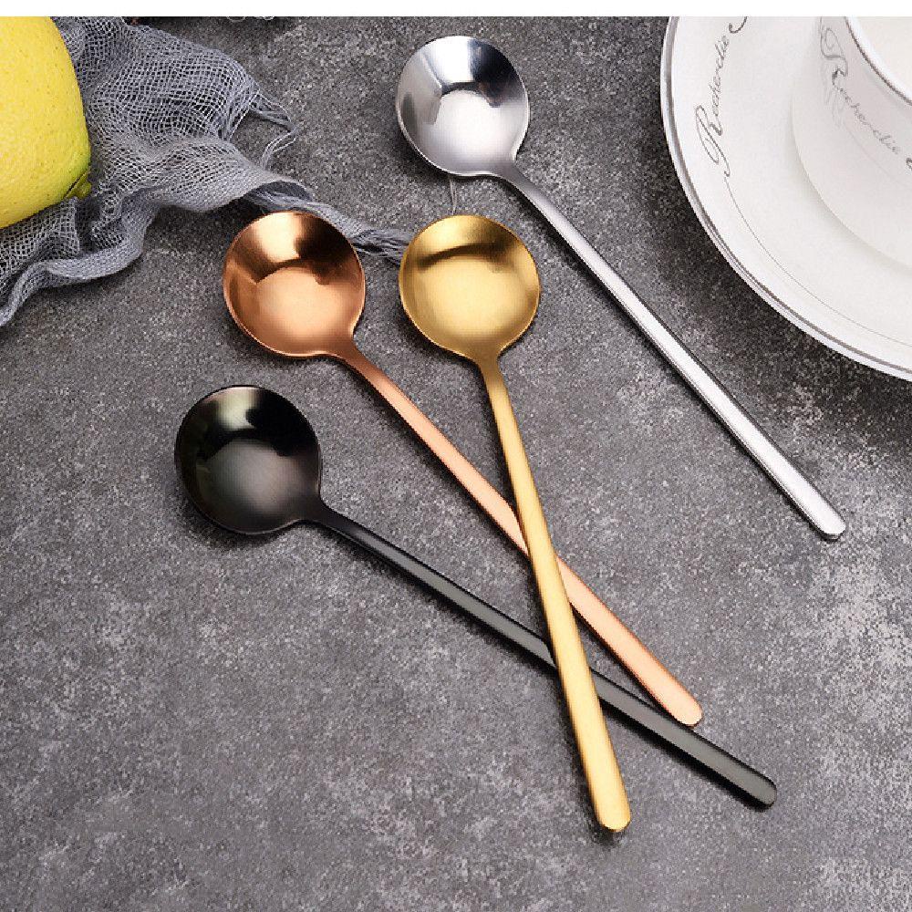 Solighter Sendok Kopi 304warna Solid Round Dessert Spoon