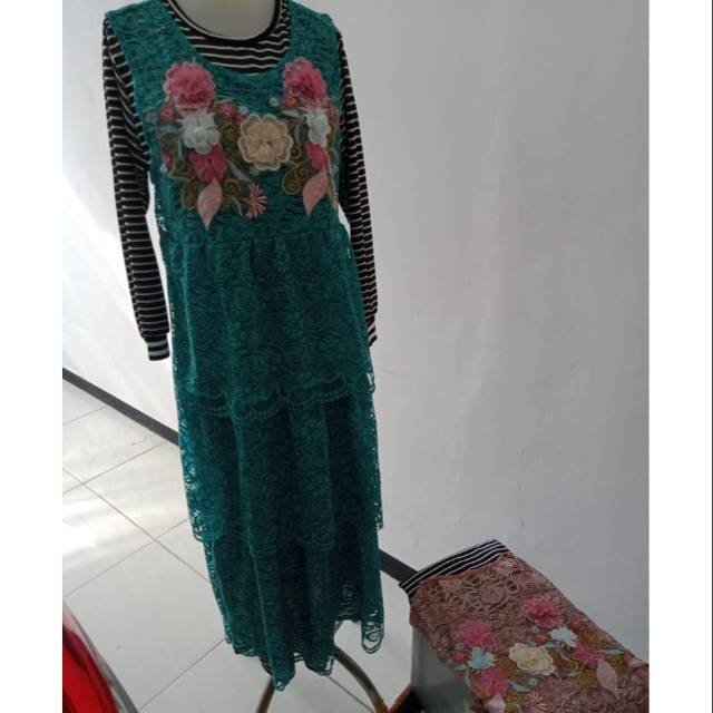 Dress panjang brokat rompi