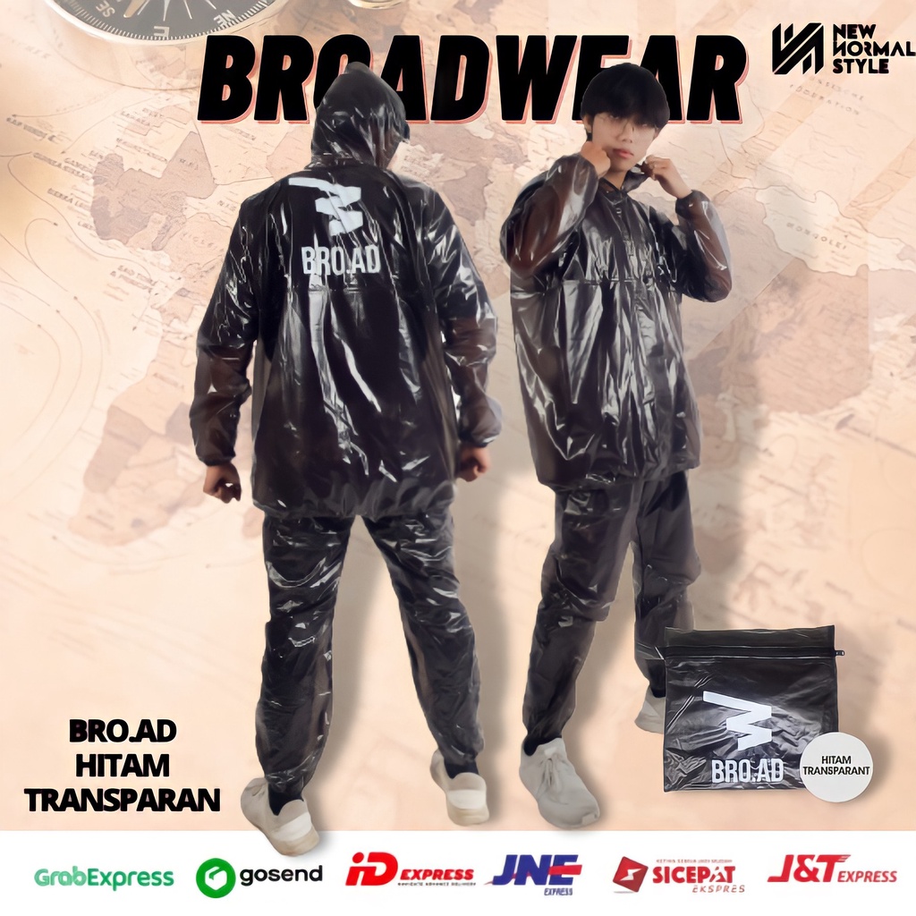 Jas Mantel Mantol Raincoat Hujan Ujan Pria Wanita Dewasa Murah Keren Premium Outdoor BROADWEAR SERIES