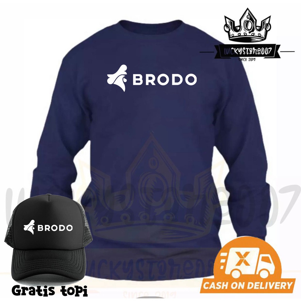BELI BAJU GRATIS TOPI...!!! Kaos Distro Lengan panjang BRODO  Text PUTIH Kaos Pria Dan Wanita Premiu