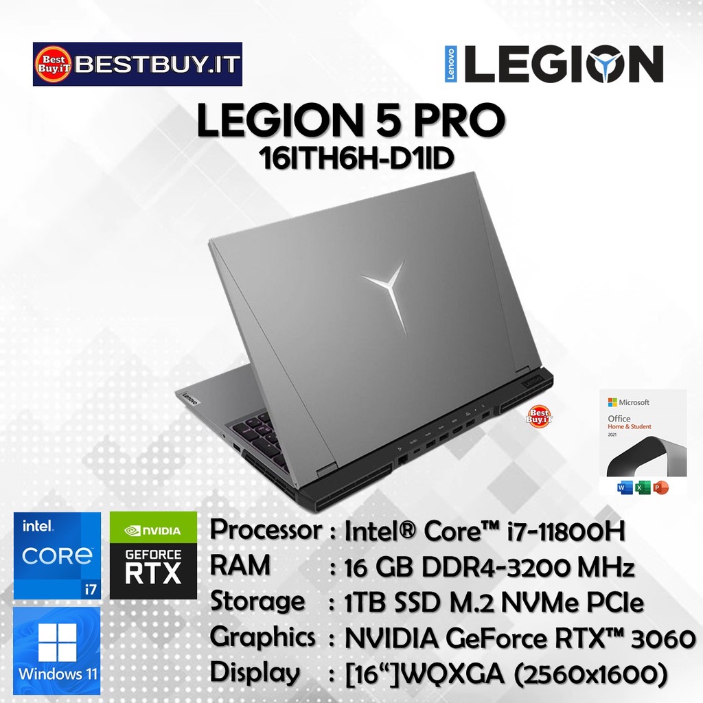 LENOVO LEGION 5 PRO INTEL i7-11800H 16GB 1TB RTX3060 6GB W11 165Hz