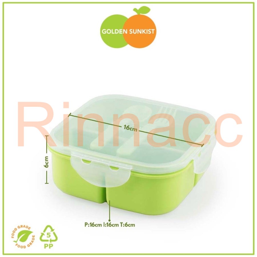 Tempat Nasi Segi Bulat TNKB 1131 TNKS-1132 Golden Sunkist / Lunch Box Kotak / Wadah Bekal Bento Anak / Rantang