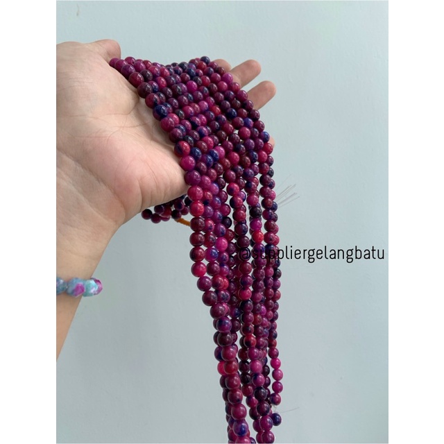 bahan batu import pink cloisonne 8mm round stone natural akik rangkai bahan kalung gelang anting strap mask kerajinan tangan craft citayam fashion week etink vintage elegan bali manik crystal perhiasan