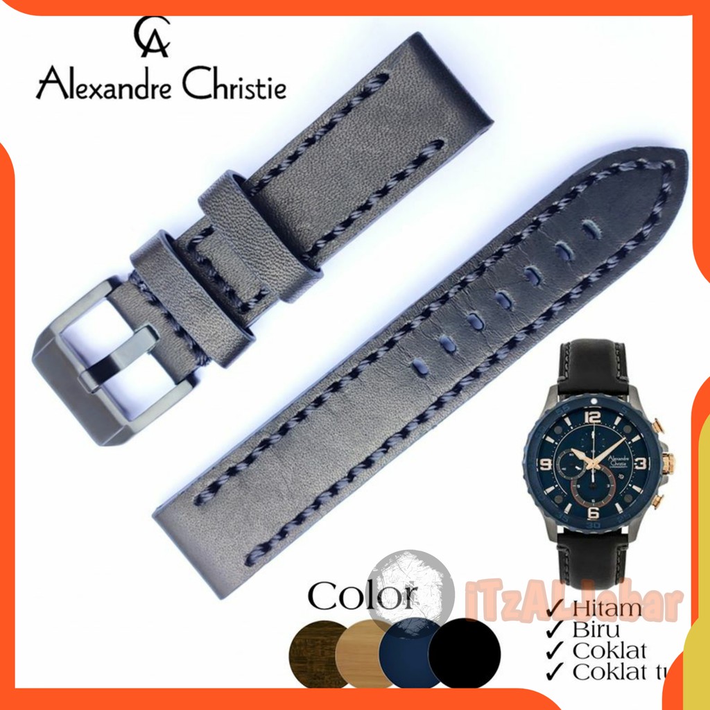 Tali jam tangan Alexandre christie 6505 kulit Asli Leather strap