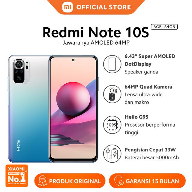 Xiaomi Redmi Note 10S (6GB+64GB) Helio G95 64MP Quad Kamera Layar 6.43� Super AMOLED 5000mAh