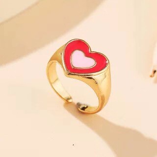 Cincin Model Terbuka Dua Lapis Bentuk Hati Dua Warna