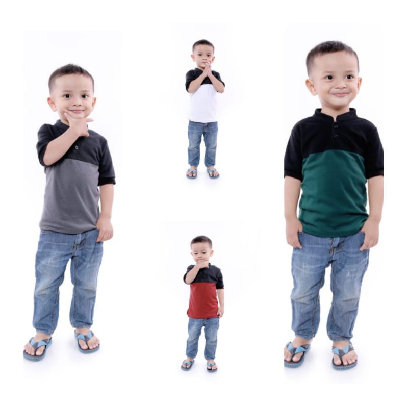 Kaos Polo Anak Anak Kerah Shanghai Kombinasi / Kaos Polo Distro 2021 / Kaos Poko Santai /