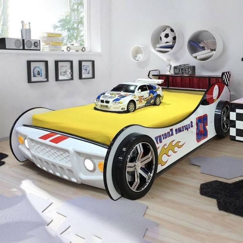 Tempat Tidur Anak Karakter Bentuk Mobil Balap Slepcar, Kasur Anak Model Mobil
