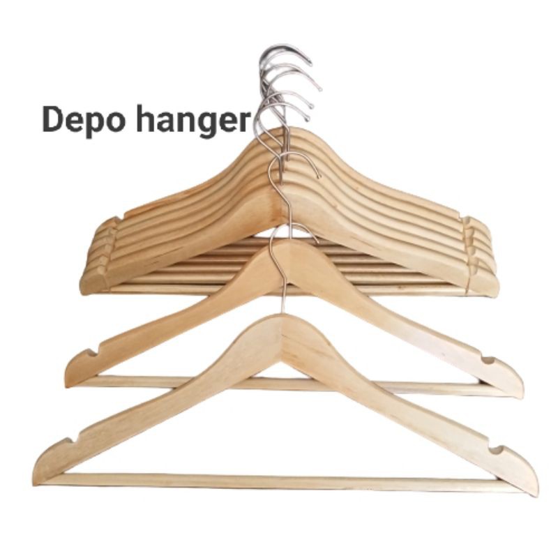 GANTUNGAN BAJU HANGER KAYU NATURAL PALANG DEWASA JUAL PER 1PCS